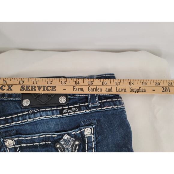 Miss Me Skinny Low Rise Cross Embellished Denim Blue Jeans 32 VTG Y2K 90s - Picture 9 of 12